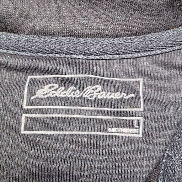 Eddie Bauer 1/4 Zip Pullover Sweater Men's Size Large Striped Black/Gray - Picture 4 of 9